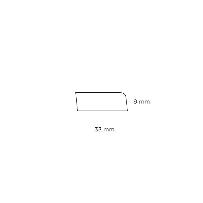 Forkantliste hvid 1 rund kant - 9 x 33 mm x 3 meter